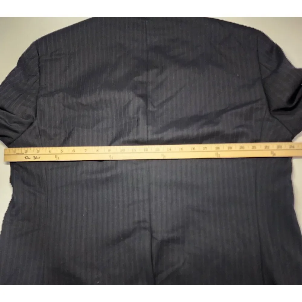Ralph Ralph Lauren Mens Size 46R 100% Wool Blue Striped‎ Blazer with Vest